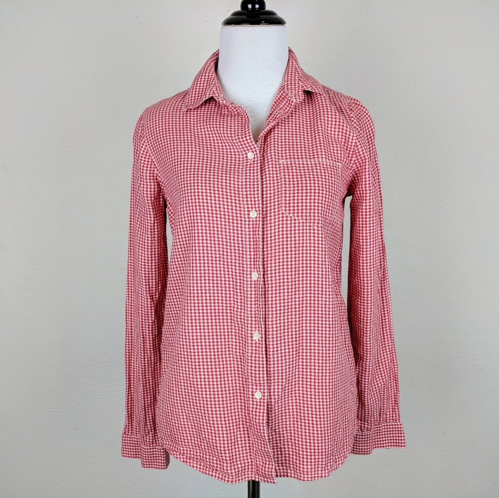 Madewell Broadway & Broome Shirt Gingham Red Top Preppy Spring Summer Picnic